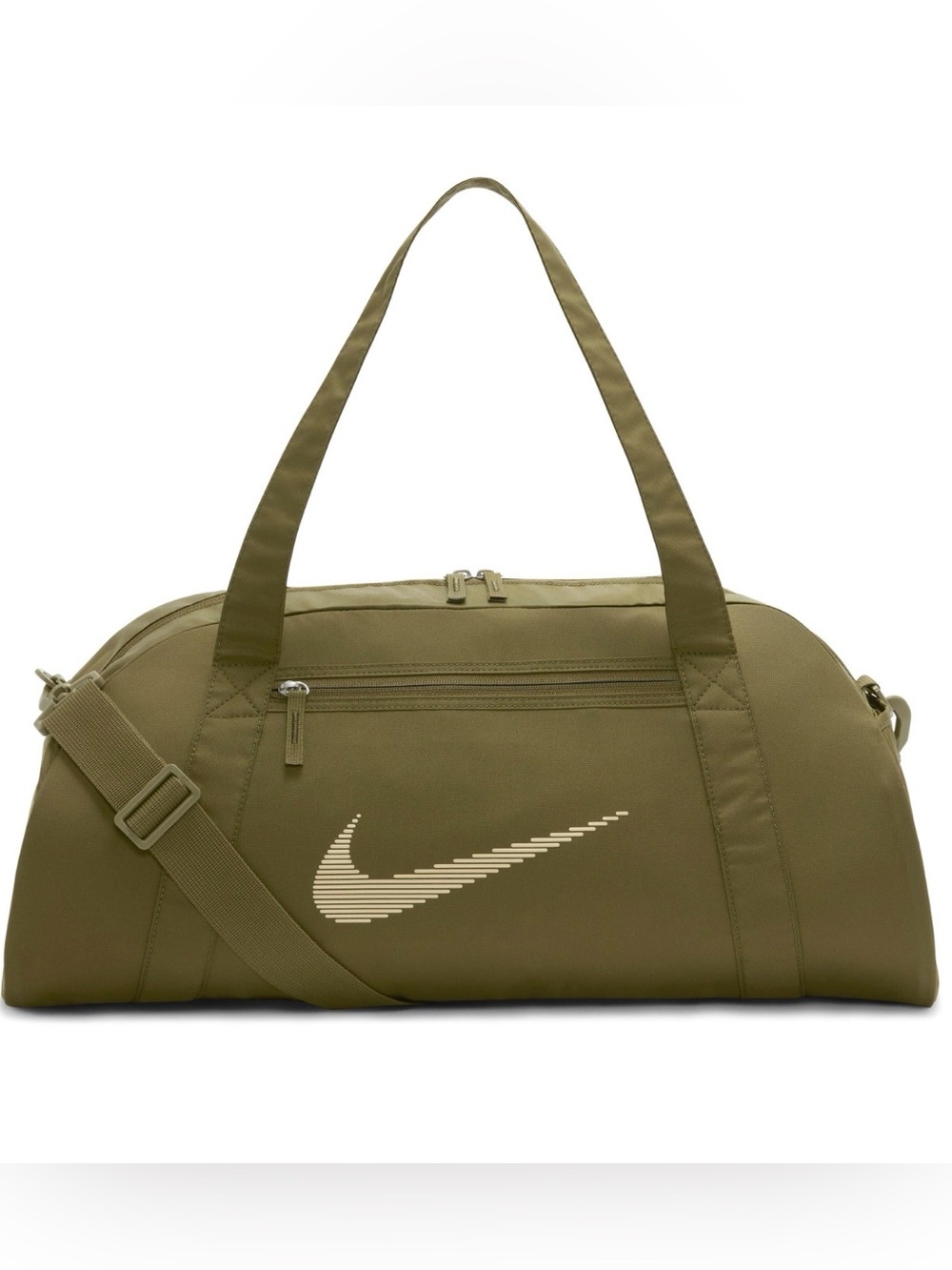 Nike Olive Green Duffel Bag with Cream Swoosh
